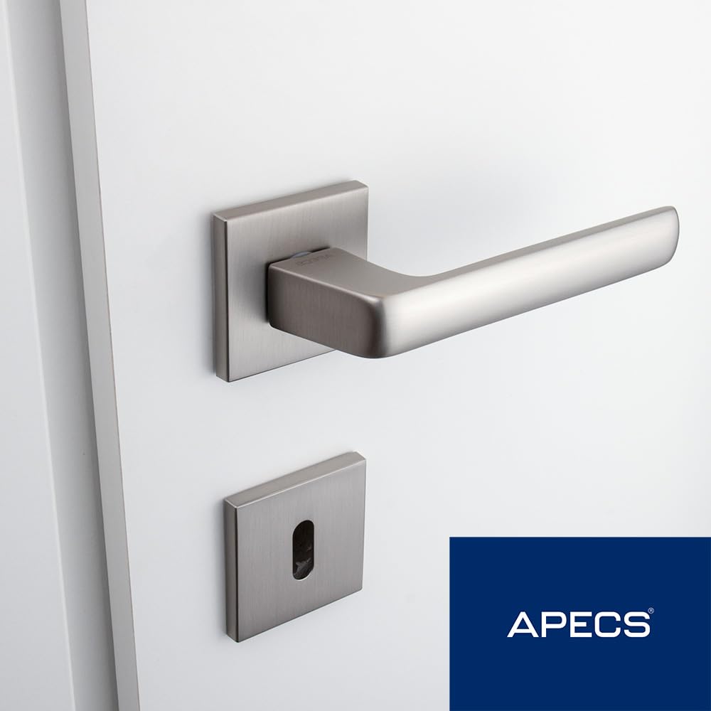 APECS AVIOR PZ - Maniglia per porte interne, moderna, per porta interna, con rosette quadrate, maniglia opaca con materiale di fissaggio