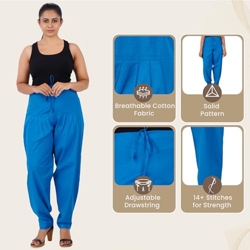 Image of Happy Bunny Salwar Pant for Women, Fine Cotton Ethnic Trousers with Drawstring Waist, Comfortable Daily, Office & Casual Wear Bottoms