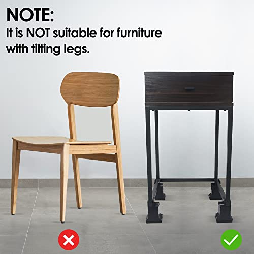 Affogato Bed Risers, Adjustable Furniture Risers With Screw Clamp, 4 Pack Heavy Duty Furniture Risers 3.4 Inch For Chairs, Desk, Cabinet, Sofa, Fit Leg Diameters 0-1.4”, Support Up To 5000Lbs (Black) #TOP6