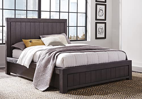 Modus Furniture Solid Wood Platform Bed, King, Heath - Basalt Grey