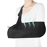 Cabestrillo Brazo - Cabestrillo Médico Ligero para Huesos Rotos Y Fracturados, Ajustable, Transpirable Y Ligero, Soporte Derecho/Izquierdo para Hombres Y Mujeres (Negro,L)