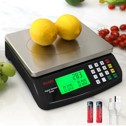 Digitale Küchenwaagen 30kg waage küche Edelstahl Digitalwaage mit LCD Display und Tara Funktion Digital Feinwaage mit PCS zählwaage´, 3 Einheiten Konvertierung