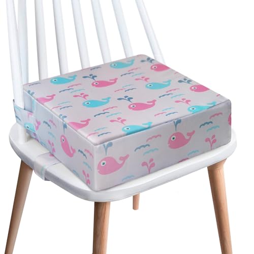Image of Toddler Booster Seat for Dining Table,4 Inches Washable Double Safer Straps Non-Slip Bottom Booster Seat Dining for Kids, Portable Travel High Density Sponge Detachable Increasing Cushion for Child.