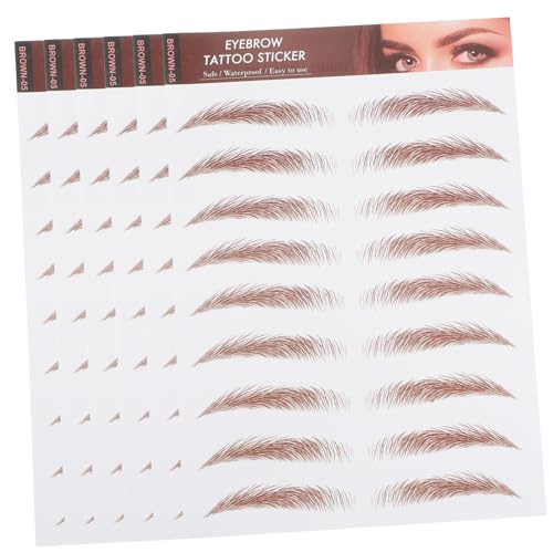 Beatifufu 6 hojas Pegatinas de Cejas Efecto Realista Impermeables y Resistentes al Sudor Transferencia de Agua para Mujeres de Tatuajes Temporales Naturales Fáciles de Aplicar y Adhesión