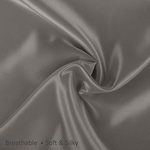 BLISSFORD Satin Pillowcase with Zipper, for Hair and Skin Care, Feels Soft and Cool Like a Silk Pillowcase, Satin Pillow Cases 2 Pack, Slik Pillow Cover, Silver Grey, King Size, Set of 2