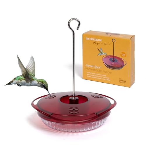 Small Hummingbird Feeder – Jacobi Jayne® Sweet Spot™ Hummingbird Feeder – Best Humming Bird Feeder, Small Hanging Ant-Proof Saucer Feeder with Ant Moat, Easy to Clean, Ideal for Outdoors
