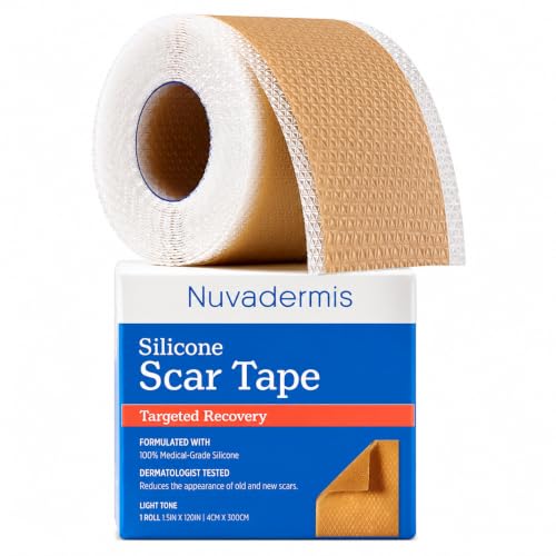 Image of NUVADERMIS Silicone Scar Sheets for Surgical Scars - 120" x 1.5" Roll - Medical Grade Silicone Scar Tape and Face Tape for Wrinkles, Keloid Scars, and Hypertrophic Scars - Reusable - 1 Pack