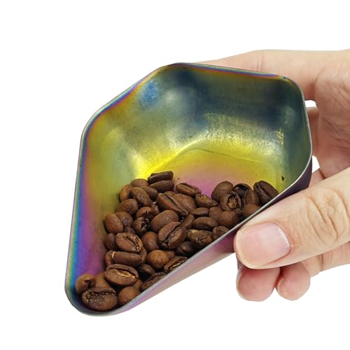 SOVIFKI コーヒー豆 計量カップ ステンレス コーヒーメジャー ポリゴン コーヒー粉 受け容器 珈琲計量プレート 深型 室内 アウトドア (カラフル)