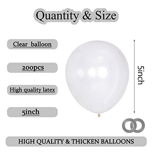 Image of 200pcs Clear Balloons 5 Inch, Small Mini Latex Balloons for Party Birthday Baby Shower Anniversary Festival Arch Garland Decoration