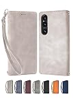 シズカウィル Xperia 1 v SO-51D SOG10 ケース カバー 手帳型 アイファンデ2 グレー 1個入り