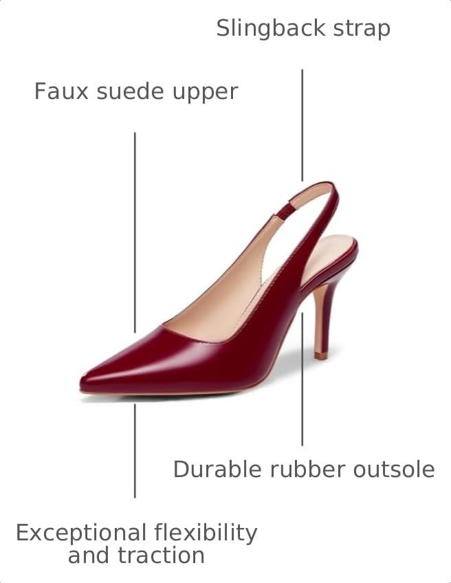 Image of Womens Slingback High Heels Pointed Toe Slip On Dress Shoes | Closed Toe,Stiletto Heels,Women's Pumps,Dressy Casual,Party,Wedding,Prom,Work Shoes,Going Out