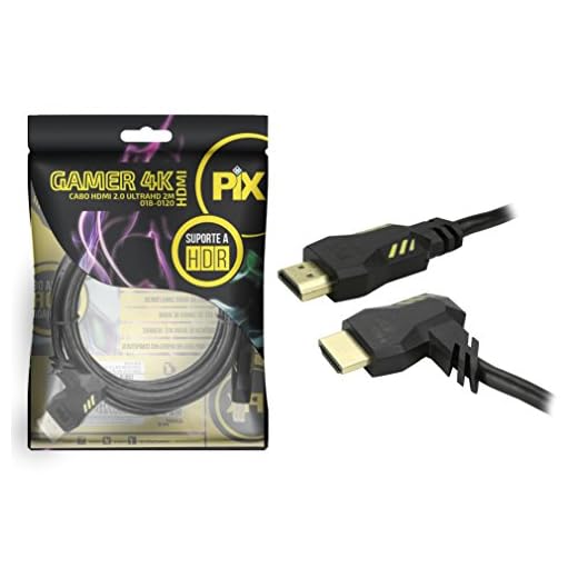 PIX Cabo HDMI 2.0 HDR 4K Gamer - Plug 90 Graus, 2 Metros