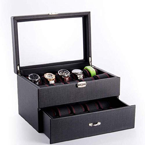 FACAIA Watch Box Organizer für Männer mit Glasplatte und Samtkissen Uhrenetui Cover