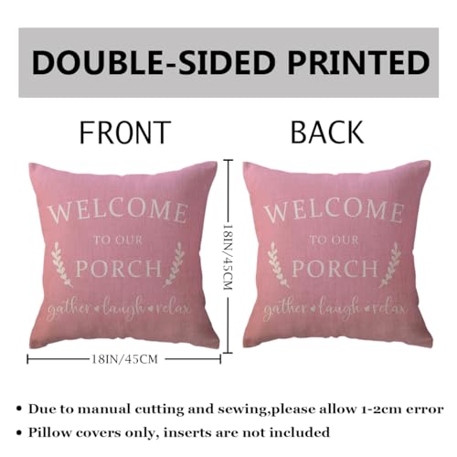 ULOVE-LOVE-YOURSELF-Porch-Decor-Throw-Pillow-Covers-18x182Pack-Country-Farmhouse-Pillowcases-Welcome-to-Our-Porch-Stay-Awhile-Front-Porch-Bench-Decor-Cushion-Covers-Pink ULOVE LOVE YOURSELF Porch Decor Throw Pillow Covers 18x182Pack Country Farmhouse Pillowcases Welcome to Our Porch Stay Awhile Front Porch Bench Decor Cushion Covers Pink