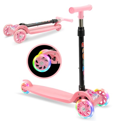 Youyijia Faltbarer Roller für Kinder, 3-Rad-Tretroller mit leuchtenden Rädern, höhenverstellbarer Lenker, leuchtender Roller für Jungen und Mädchen