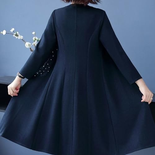 Classic Women Suit Solid Color Long Coat Dress Set 2 Pcs/set Elegant Spring Autumn Mid Length with Flower Embroidery3