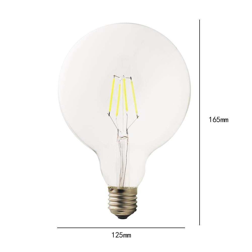 5 sztuk 4 W G125 E27 LED kulka nitkowa zimna biel 6000 K śruba Edisona 125 mm LED antyczna żarówka 30 W zamiennik żarówki AC 220 V