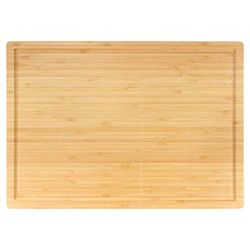 BambooMN Brown Large Natural Bamboo Cutting Board with Juice Groove For Home and Kitchen - 16.85" x 11.75" x 0.6" Vertical - 300 Pieces