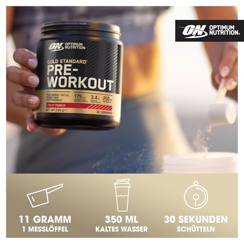 Optimum Nutrition Gold Standard Pre-Workout Energy Drink Pulver, Geschmack Wassermelone, 330g, 30 Portionen