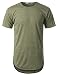 URBANCREWS Mens Hipster Hip Hop Melange Elong Crewneck T-Shirt ARMY MEDIUM