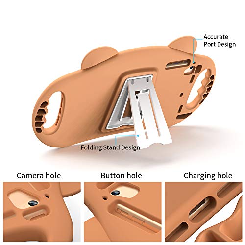 PZOZ iPad Kids Case Compatible for iPad 9th 2021 /8th 2020 /7th 2019 Generation 10.2 in, Shockproof Silicone Handle Stand Heavy Duty Protective Boys Girls Cover for iPad Boys Girls (Brown) - Thumbnail 3