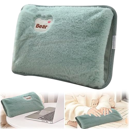 Borsa Acqua Calda Elettriche con rivestimento morbido in microfibra, Portatile e Ricaricabile, Scalda Mani e Piedi in Casa, a Letto, per Giornate Fredde, Dolori Mestruali e Muscolari（verde）