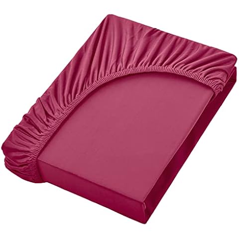 NatureMark Jersey Fitted Sheet, Fitted Sheet 100% Cotton in many sizes and colors BRAND QUALITY ÖKOTEX Standard 100 - Burgundy Red , 90x190 - 100x200 cm Cover