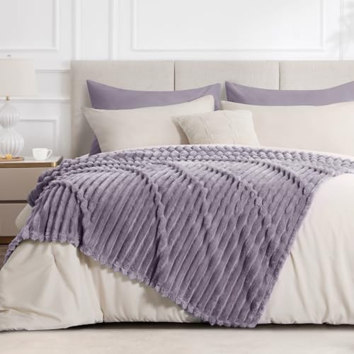 RUIKASI Kuscheldecke 220x240 Flauschig Decke Lila - XXL Wolldecke Sofadecke für Couch & Bett, Wohn- & Kuscheldecken… – Ansicht 3
