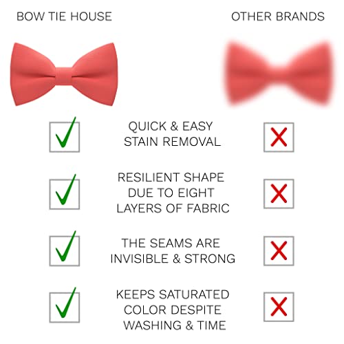 Image of Bow Tie House Mens Bowties Pre-tied Shape Clip on Bowtie Solid Men Formal Wear for kids, baby boys, toddler any age bow ties