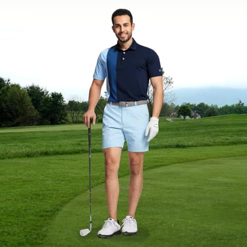 M MAELREG Polo Shirts for Men Short Sleeve Dry Fit Performance Moisture Wicking Casual Collared Men's Golf Shirts Navy — view 2