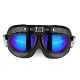Viviance Gafas Gafas De Moto Vintage Classic Goggles Retro Piloto Cruiser Steampunk UV Protecti - Azul