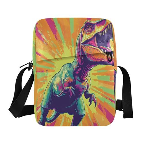 messenger bags for women shoulder bags Casual Everyday Purse Adjustable Strap for Travel Travel- Roaring Dino Colorful