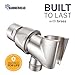 HammerHead Showers® Solid Metal Handheld Shower Head Holder - Brushed Nickel - Adjustable Shower Wand Holder with Universal Wall Hook Bracket and Brass Pivot Ball - Hand Held Shower Head Holder
