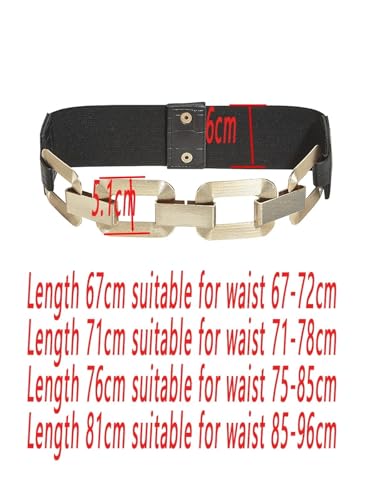 Decorative Belt Ladies's Gold Square Metal Elastic Chain Buckle Link Girdle Casual Vintage Waistband Waist Decorate Belt For Women On Coat Dress for Country Concert Outfit(67cm)4