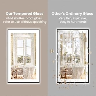 Amorho 40" X36" LED Bathroom Mirror with Black Frame, Front Light and Backlit(Controlled Separately), Stepless Dimmable, Anti-Fog, Shatter-Proof, 3 Colors, Memory