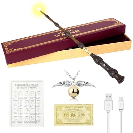 WDKXCN XPJBKC Varita de Sauco Brillante, 37CM Varita Dumbledore con Carga USB, Mágica Varitas Dumbledore Resplandeciente en Caja Regalo con Tarjeta Hechizo, Boleto de Estación y Collar | Ya disponible en tu tienda friki favorita! En mundofriki.es! WDKXCN XPJBKC Varita de Sauco Brillante, 37CM Varita Dumbledore con Carga USB, Mágica Varitas Dumbledore Resplandeciente en Caja Regalo con Tarjeta Hechizo, Boleto de Estación y Collar | Ya disponible en tu tienda friki favorita! En mundofriki.es!