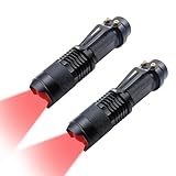 XINFEIBEI Mini Red Flashlight, Low-Lumen Compact Red Light Flashlight Portable Zoomable for Night Vision Short-Range Illumination,2-Pack