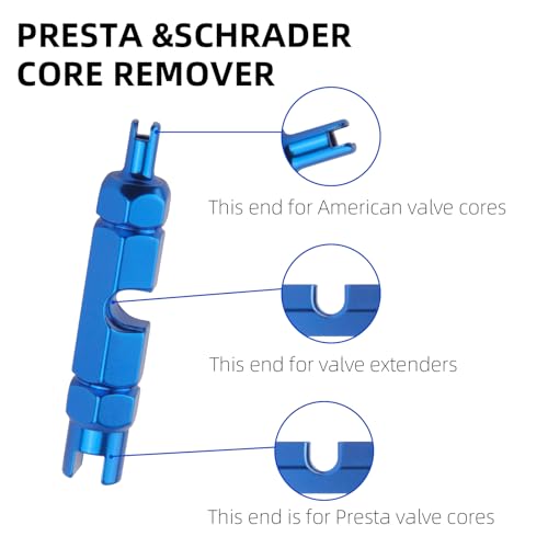 Image of 22 PCS Presta Valve Core Kit, 10 PCS Valve Core for Presta & 10 PCS Presta Valve Adapter Presta Valve Caps with 2 Plastic & Alloy Valve Core Remover Dismantle Removal Tools