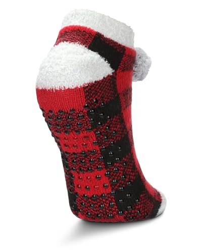 MeMoi Women's Buffalo Plaid Buttersoft Plush Lined Low Cut Socks2