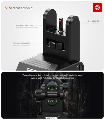 Feyachi Flip Up Sights Fiber Optics Iron Sight with Green Red Sight Front and Rear Backup Rifle Sight for Picatinny Rail - Image 8
