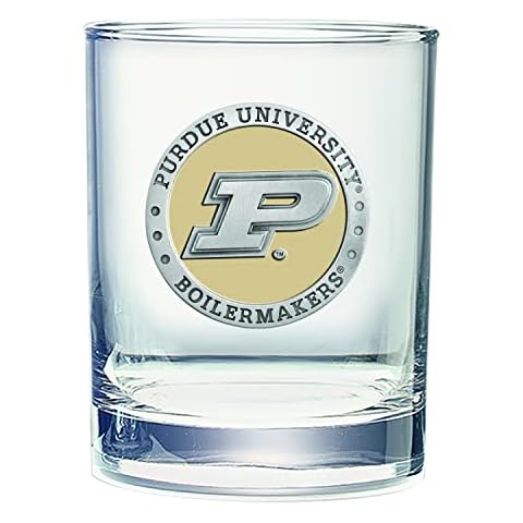Heritage Pewter Purdue Double Old Fashion | Double Rocks Glass 14 OZ for Liquor | Expertly Crafted Pewter Glass Cover