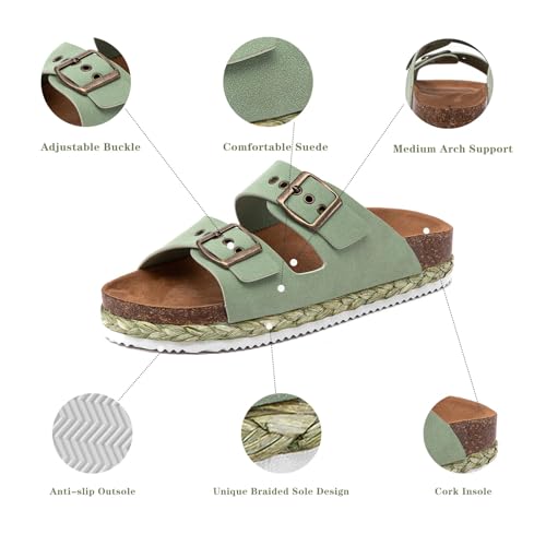 Lryweisy Women Suede Sandals Cork Sandals Comfortable Espadrilles Flatform with Arch Support4