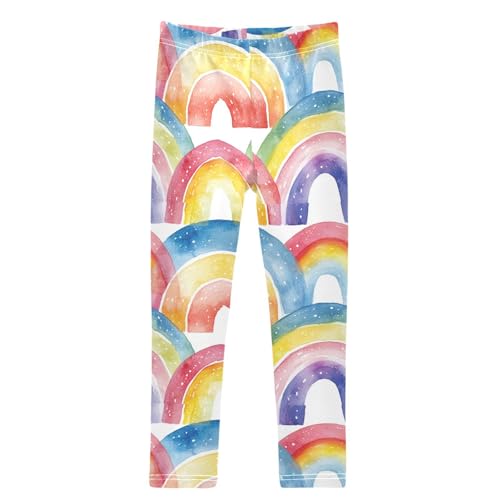 Watercolor Rainbow Dots Girls Leggings Kids Yoga Pants Dance Active Tights 4T