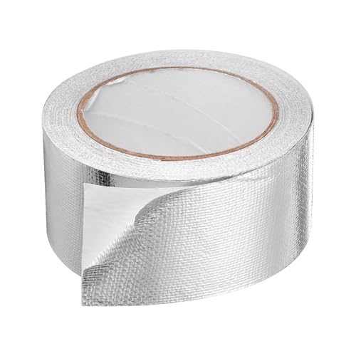 HARFINGTON Heat Shield Tape 2.17" x 65.6 ft Waterproof Sunscreen Sound Insulation High-Temperature Resistance Silver Aluminum Tape Thickness for Automotive Repairs
