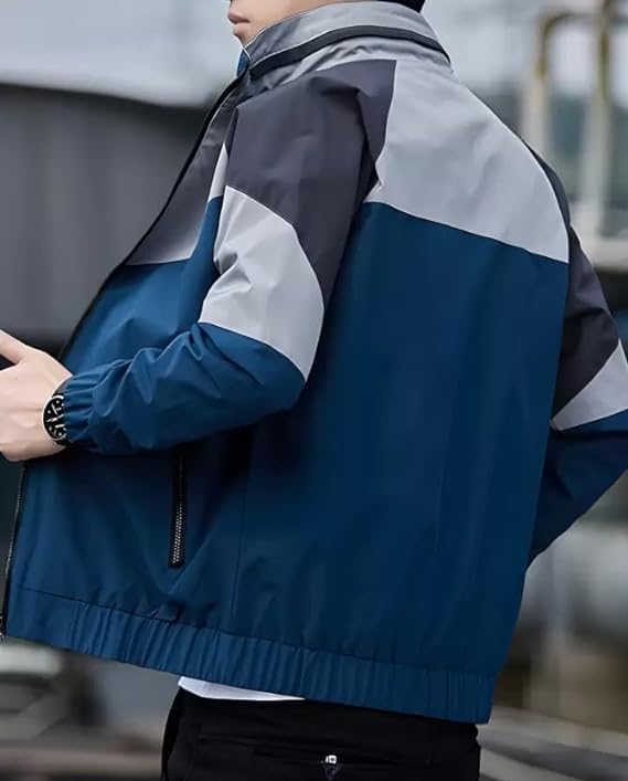 Image of MIA FASHION Mens Jackets for Summer, Lightweight Windcheater Jacket, Full Sleeves, Regular Fit, Stylish Stand Collar, Zipper Closure