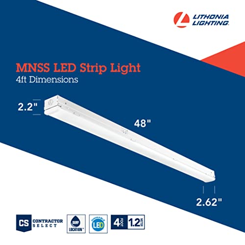 Image of Lithonia Lighting 1 Light LED Strip Light, 4 Foot Linear LED Ceiling Lighting Fixture, Adjustable Lumens, Selectable White Light Color, Dimmable, MVOLT (MNSS L48 ALO3 MVOLT SWW3 G1)