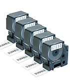 Compatible DYMO D1 Label Tape 53713 Black on White Labeling Cassette 1 Inch X 23Feet Cartridges 24mm Pack of 5 Refills