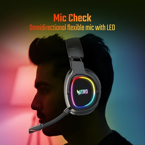 Image of acer Nitro Triple-Mode Gaming Headset | Bluetooth + 2.4GHz USB-C /USB-A Dongle + Wired | 50mm Drivers | 7.1 Virtual Surround | Running RGB | Low Latency <30ms | Flexible LED Mic | Windows /Android /iOS