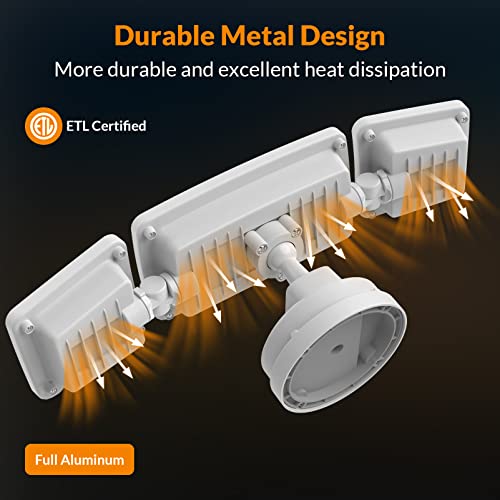 Lepower 35W Led Security Light, 3500Lm Outdoor Flood Light Fixture, Exterior Lights With 3 Adjustable Heads, 5500K, Ip65 Waterproof For Garage, Yard, Porch (White) #TOP5