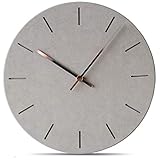 Stephanie Imports Modern Minimalist Concrete Hiding Gray (Numberless Dial) Silent Wall Clock